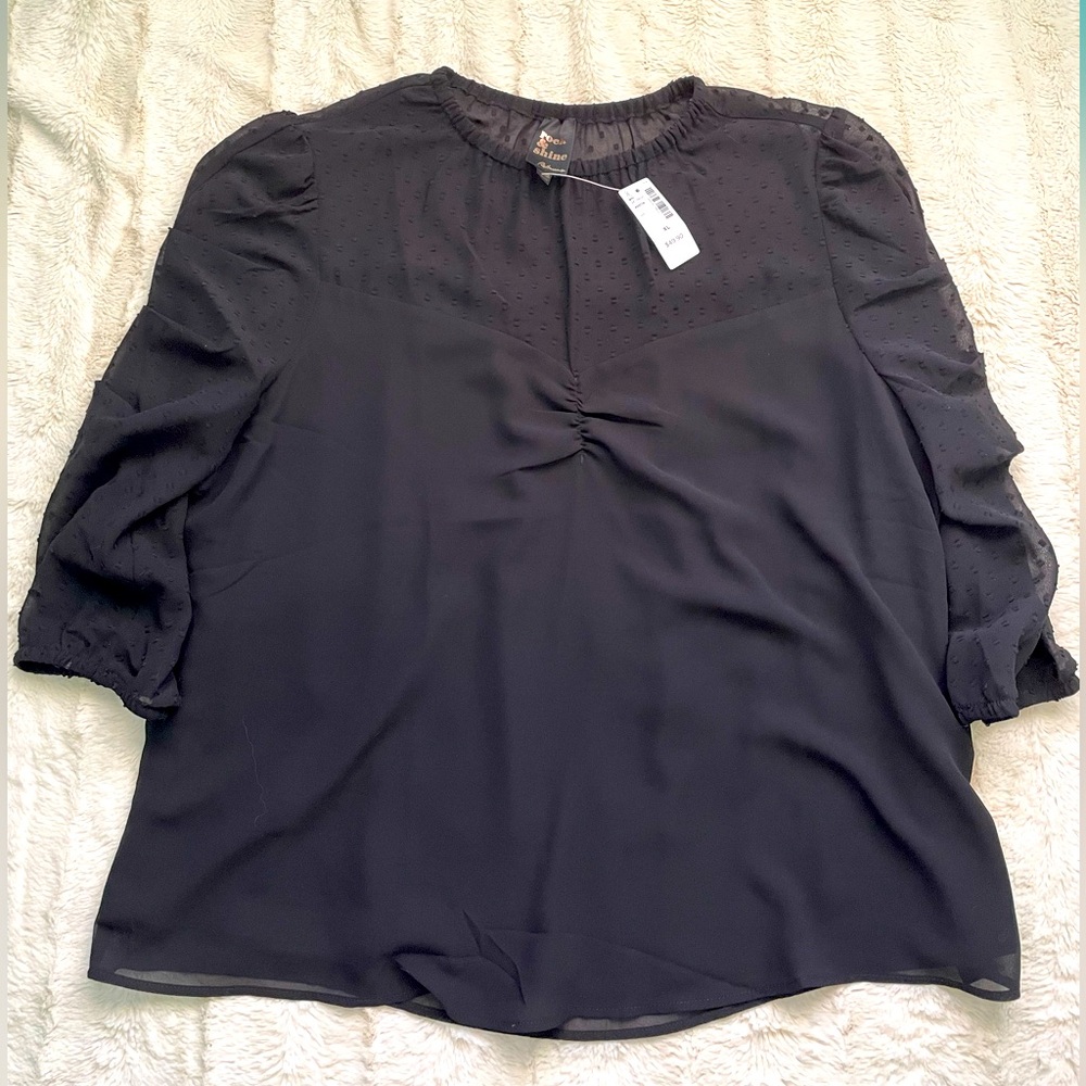 BNWT Polka Dot Mesh Long Sleeve Blouse